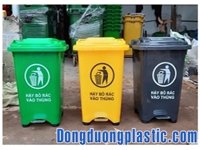 Thùng rác 60L đạp chân nhựa HDPE